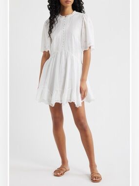 ‼️NEW Madewell Eyelet Flutter Sleeve Cotton Mini Dress